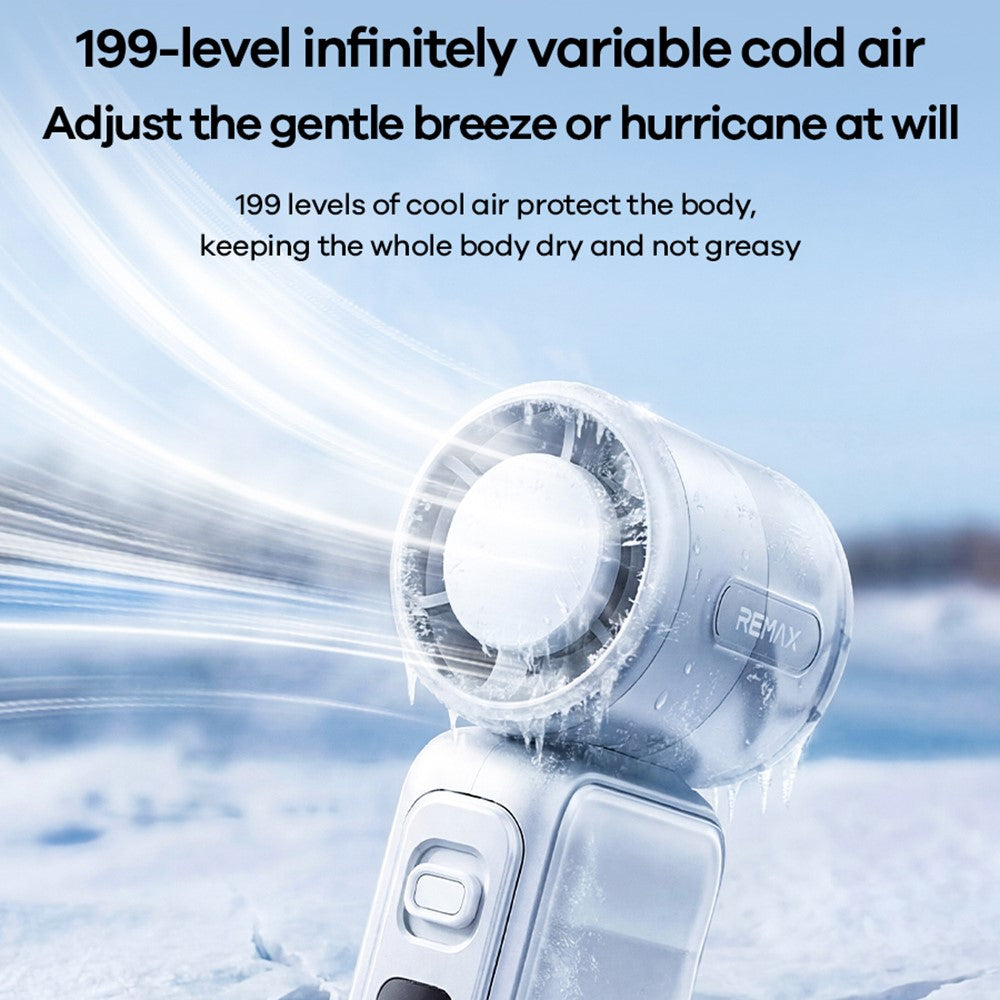 REMAX RS-SF25 Handheld Mini Fan Portable Fan 199 Speed Levels LED Display Cooling Fan for Travel Outdoor