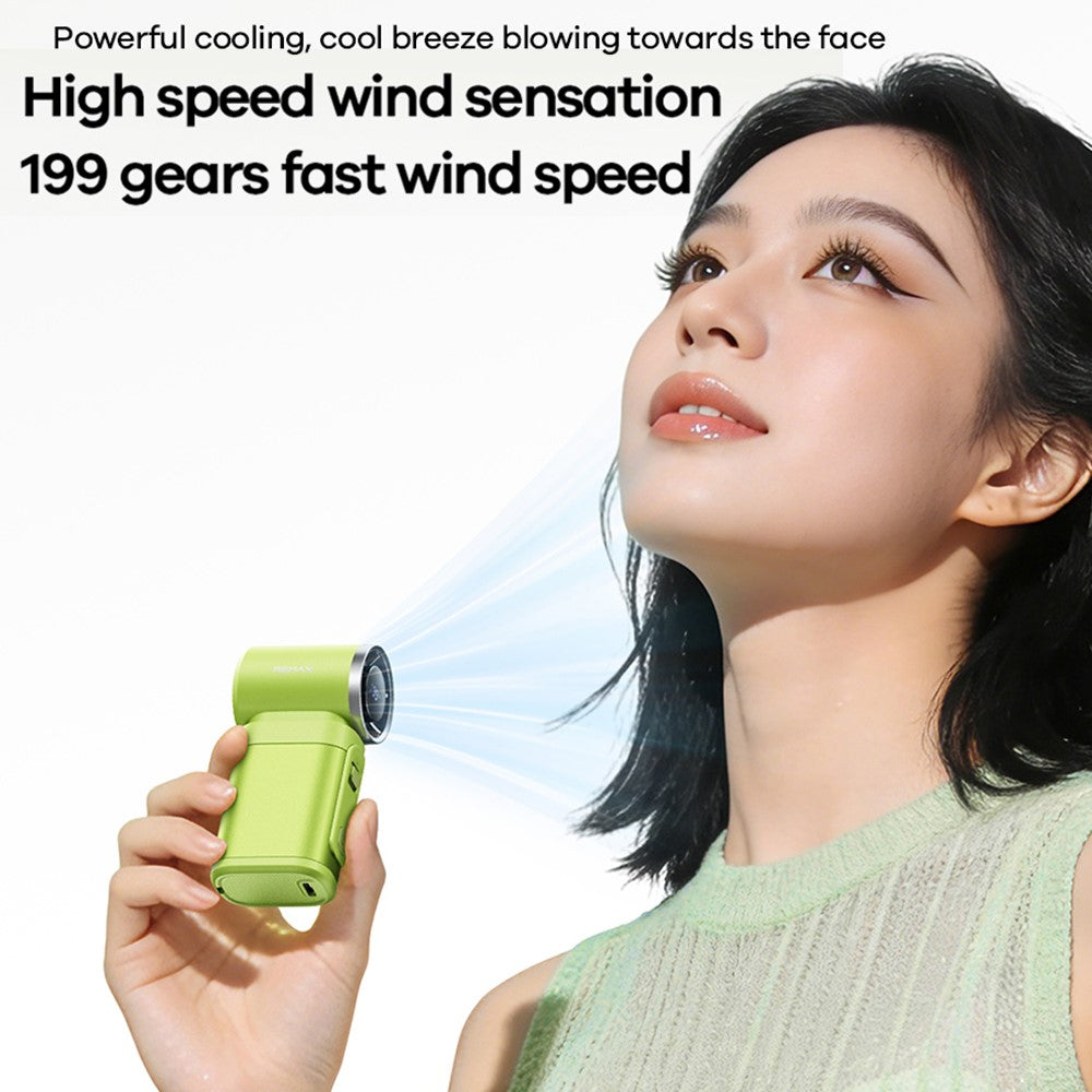 REMAX RS-SF26 Mini Metal Handheld Fan 199 Speed Levels Digital Display Portable Cooling Fan