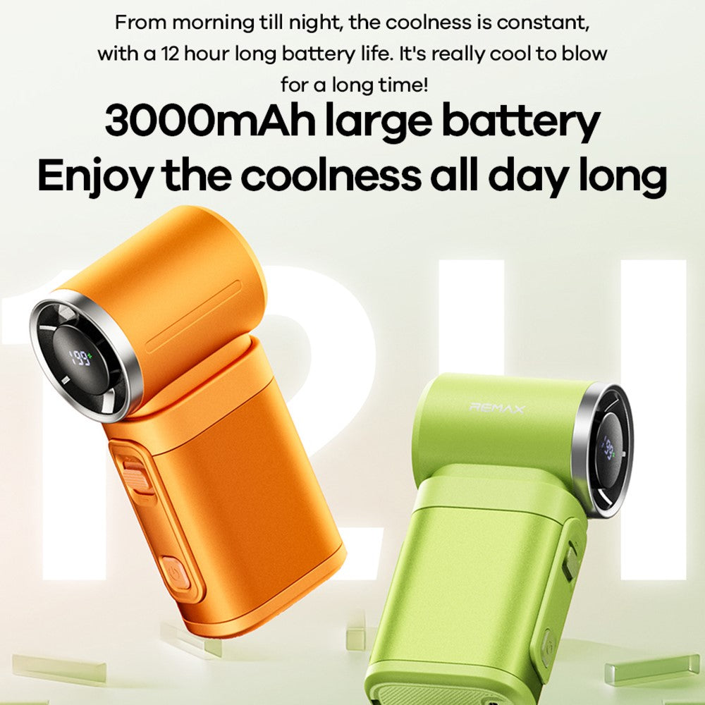 REMAX RS-SF26 Mini Metal Handheld Fan 199 Speed Levels Digital Display Portable Cooling Fan