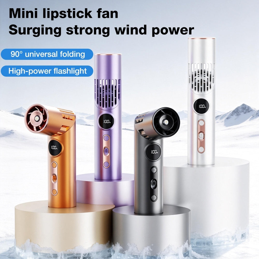 Lipstick-Shape Mini Fan with LED Flashlight
