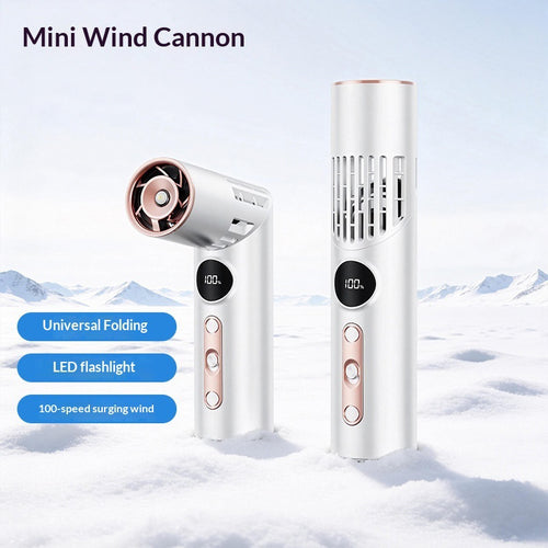 2 in 1 Lipstick Shape Mini Fan with LED Flashlight 100 Speeds Adjustable Foldable Handheld Pocket Fan