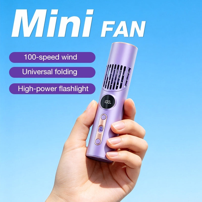 Lipstick-Shape Mini Fan with LED Flashlight