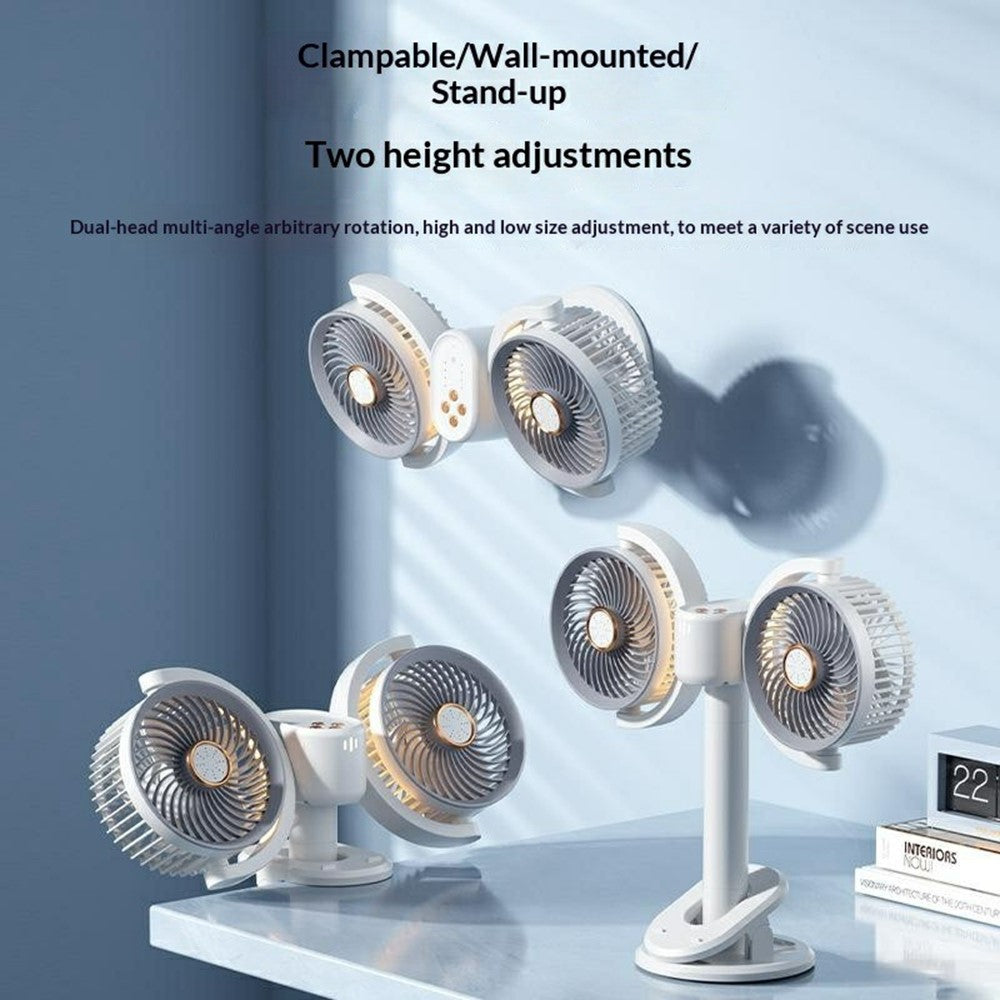 Dual-Head Desktop Fan with Aromatherapy & Night Light