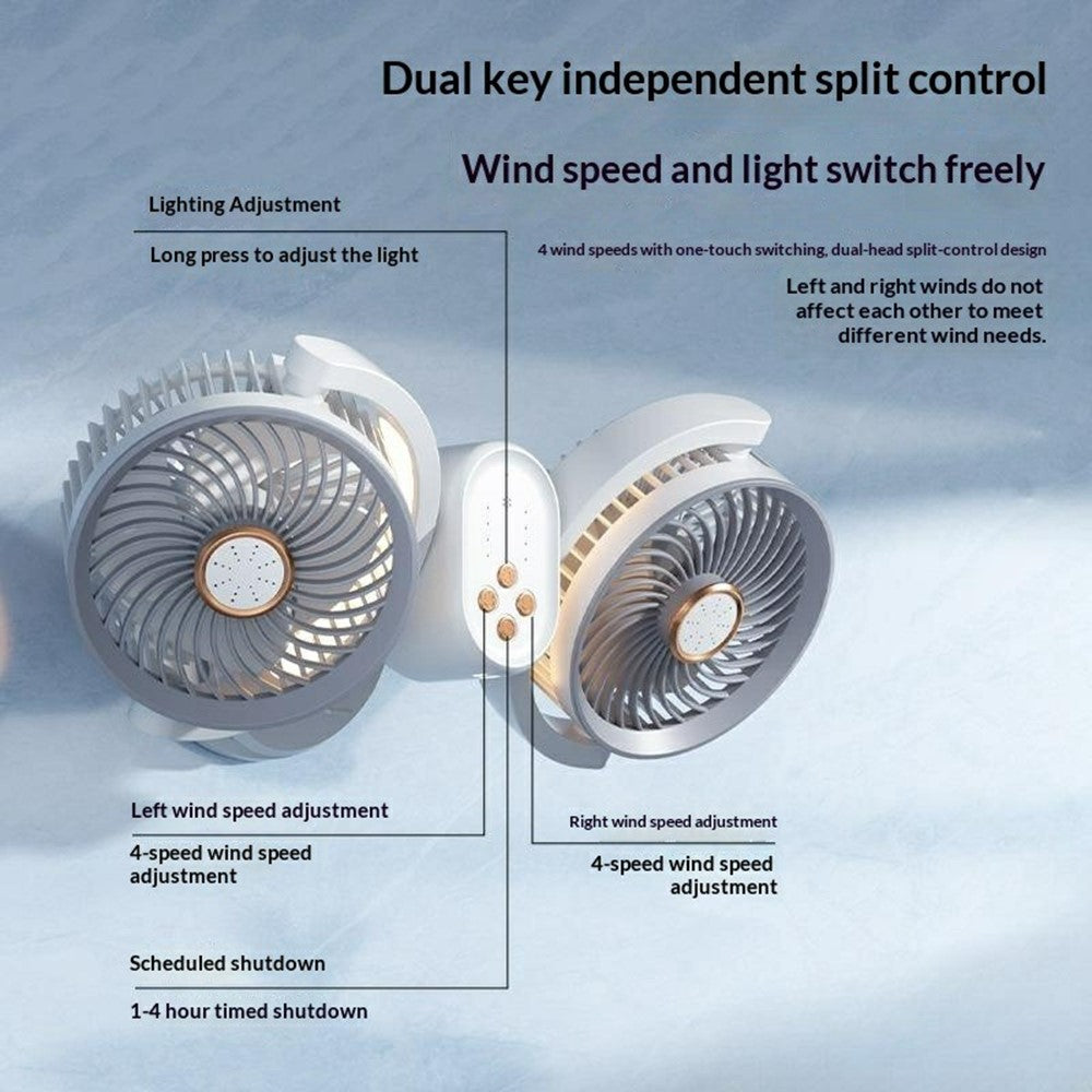 Dual-Head Desktop Fan with Aromatherapy & Night Light