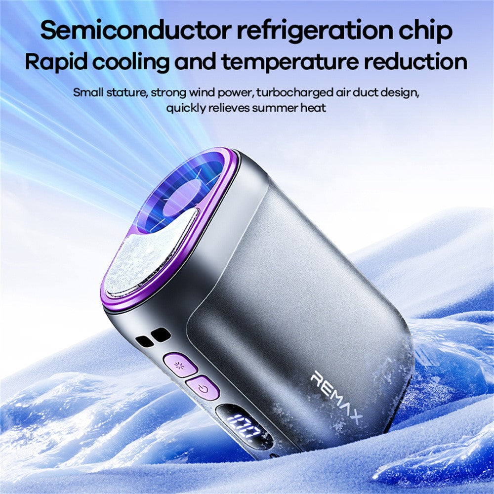 REMAX RS-GF07 Semiconductor Cooling Waist Fan 3000mAh 100-Speed Neck Hanging Portable Fan for Outdoor