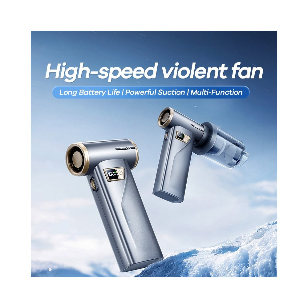 REMAX RS-SF29 2-in-1 Handheld Turbo Fan 4000mAh 100W Wind Pressure 100 Gears Blow Vacuum Cleaner for Home Car