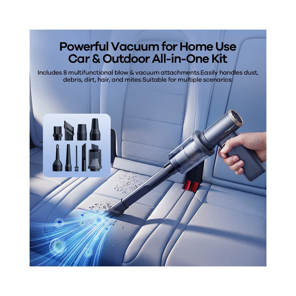 REMAX RS-SF29 2-in-1 Handheld Turbo Fan 4000mAh 100W Wind Pressure 100 Gears Blow Vacuum Cleaner for Home Car