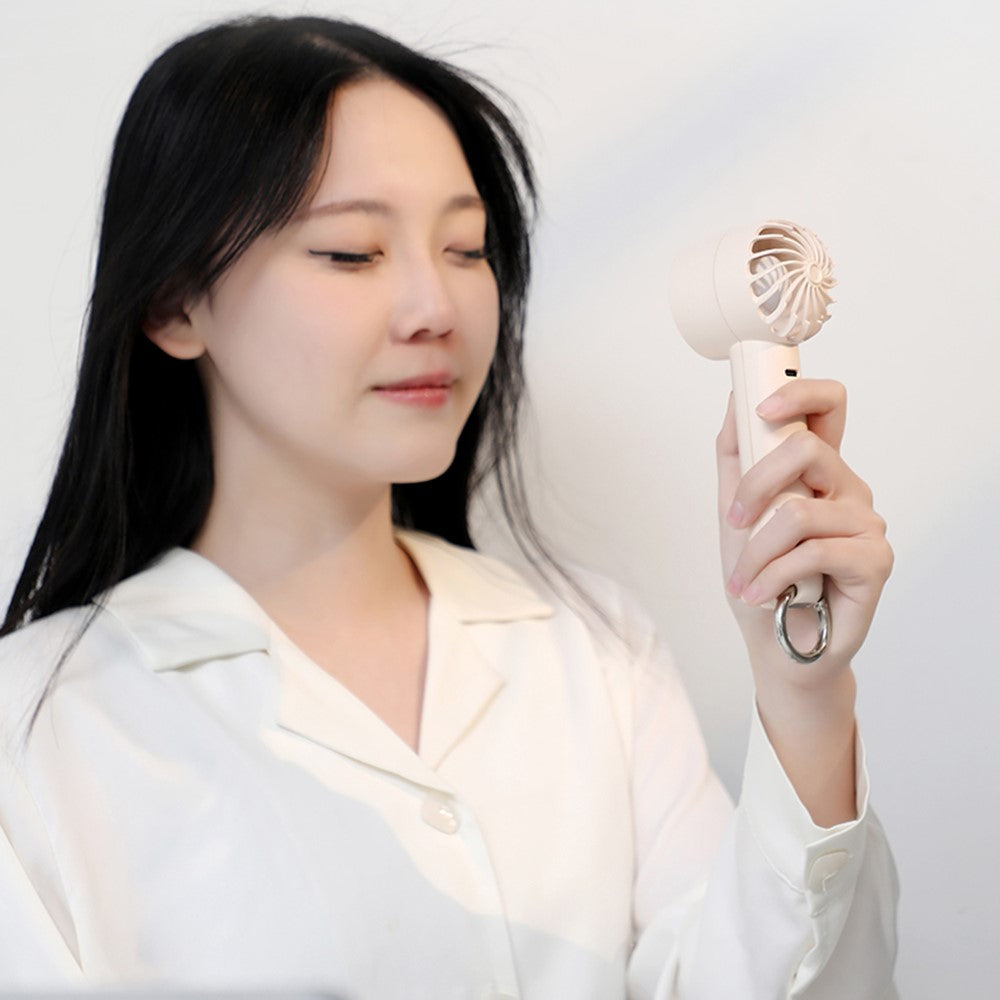 L08 Mini Handheld Fan with Digital Display & Hook