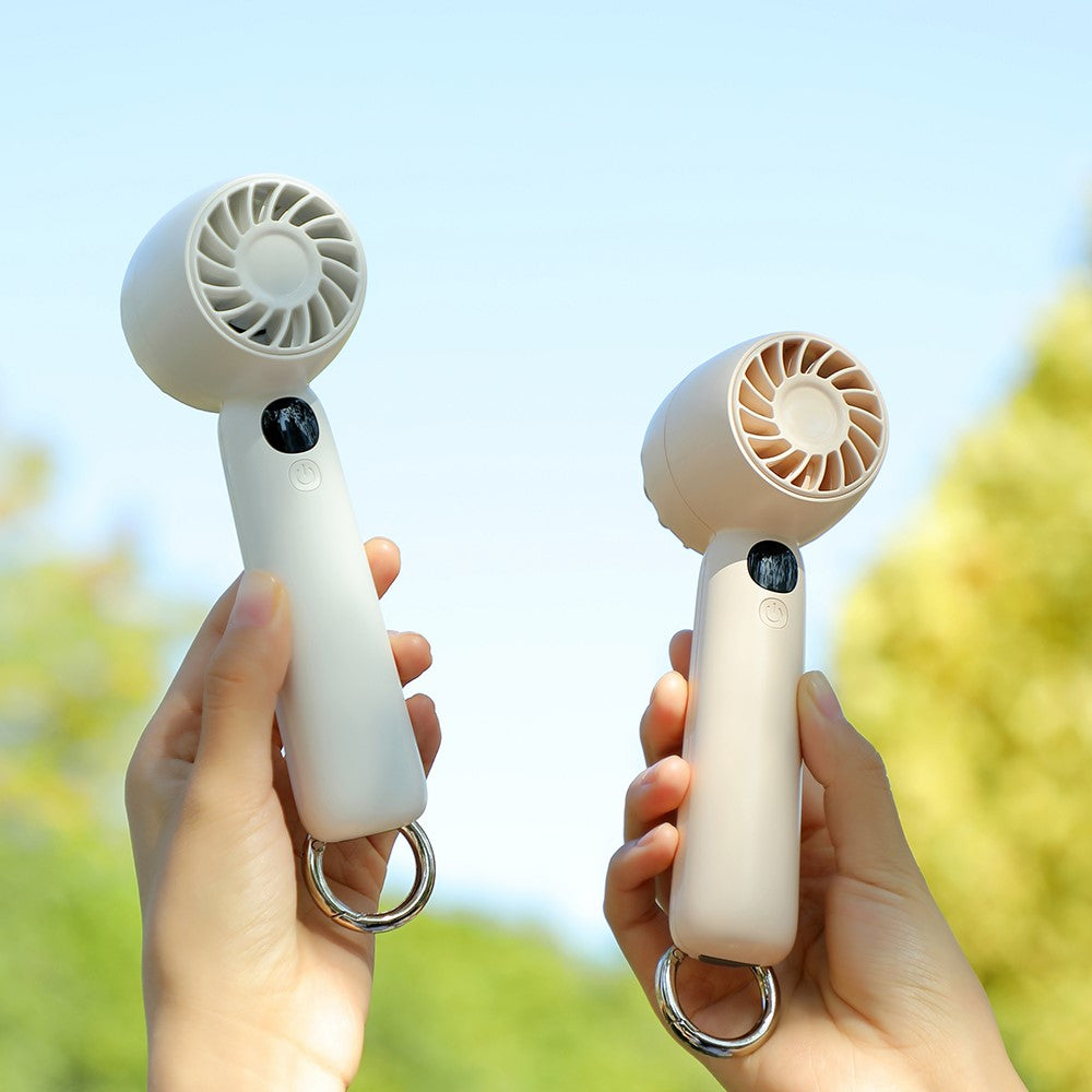L08 Mini Handheld Fan with Digital Display & Hook
