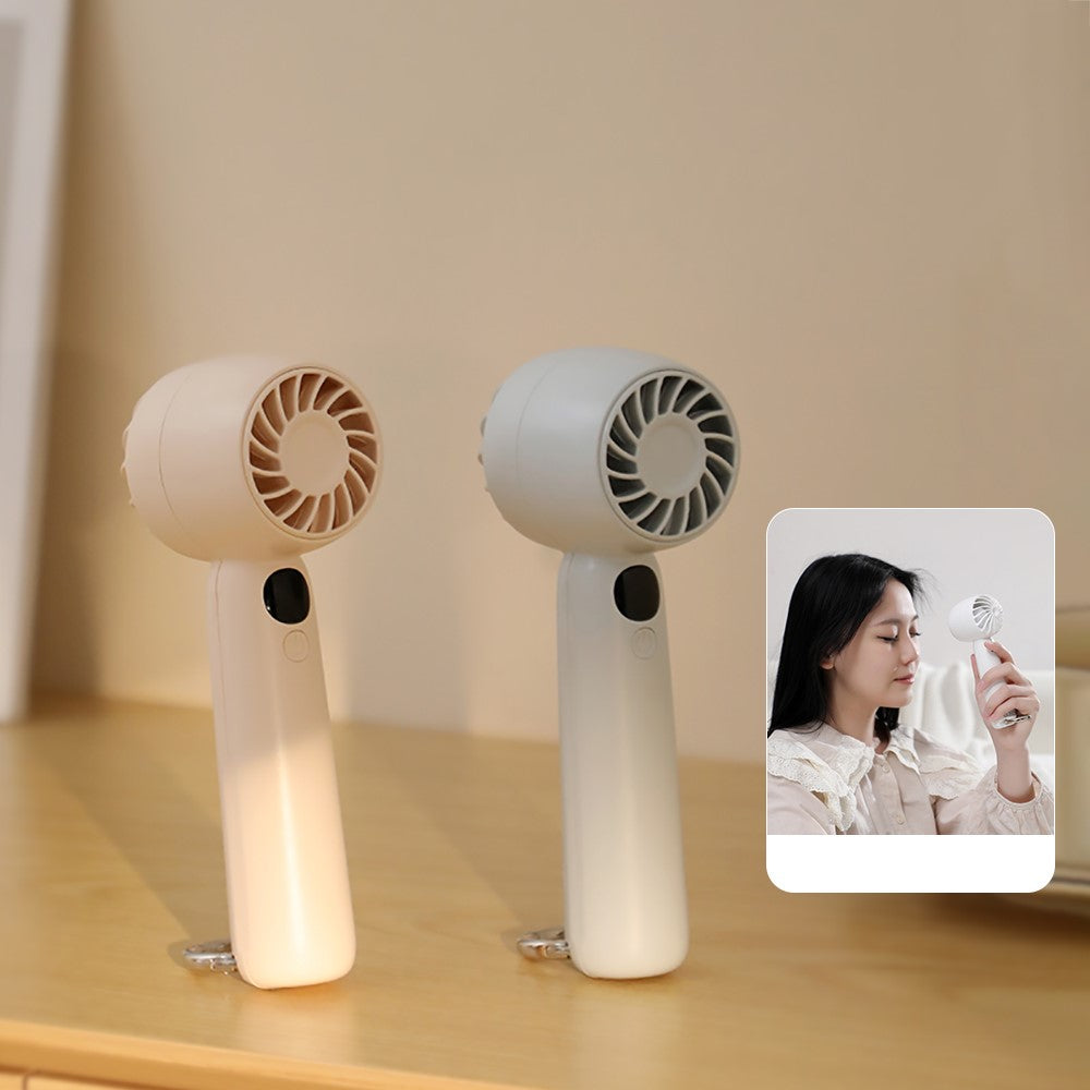 L08 Mini Handheld Fan with Digital Display & Hook
