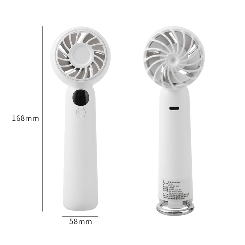 L08 Mini Handheld Fan with Digital Display & Hook