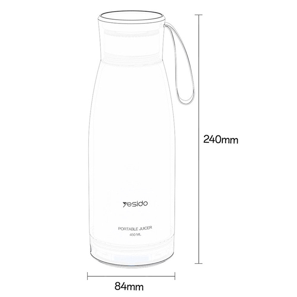 Portable Rechargeable Juicer – 450ml Stainless Steel Blender, BPA-Free (YESIDO EC17)