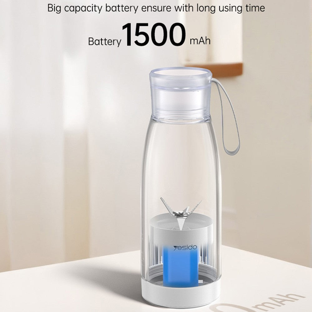 Portable Rechargeable Juicer – 450ml Stainless Steel Blender, BPA-Free (YESIDO EC17)
