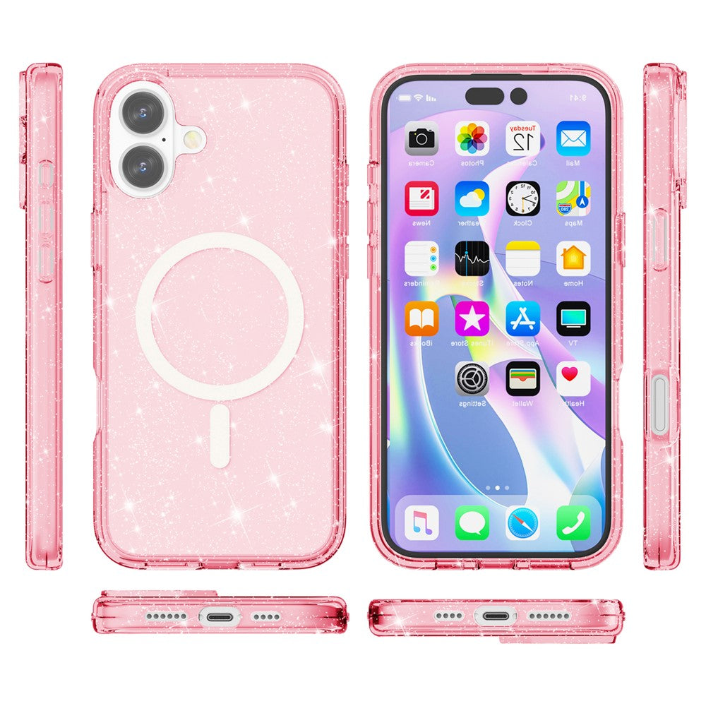 For iPhone 16 Case Compatible with MagSafe Sparkly Glitter PC+TPU Phone Cover