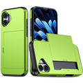 For  iPhone 16 Case Dual Layer TPU + PC Phone Cover with Sliding Card Slot