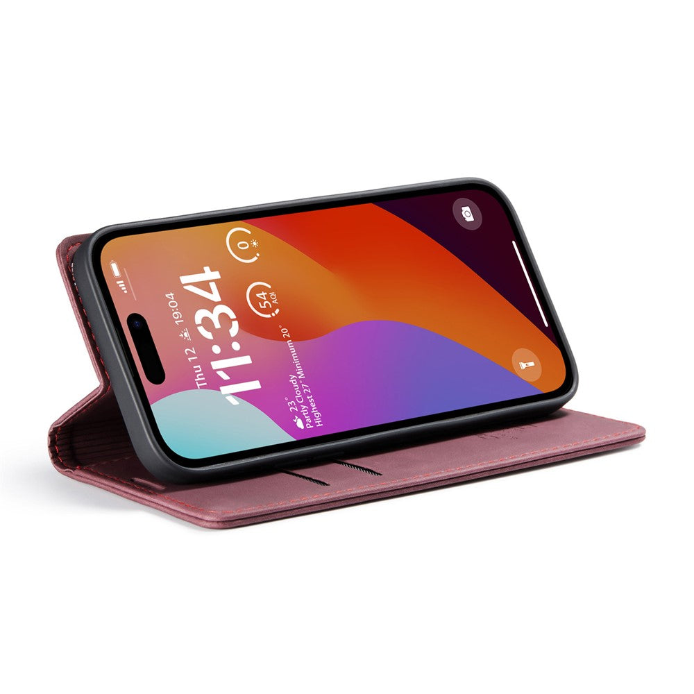 CASEME 013 Series For iPhone 16 Pro Case Card Holder Stand Leather Phone Cover