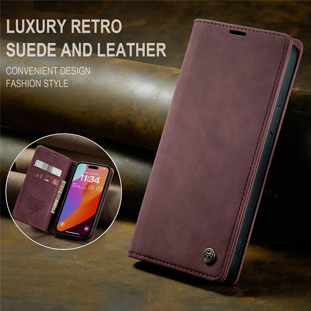 CASEME 013 Series For iPhone 16 Pro Case Card Holder Stand Leather Phone Cover
