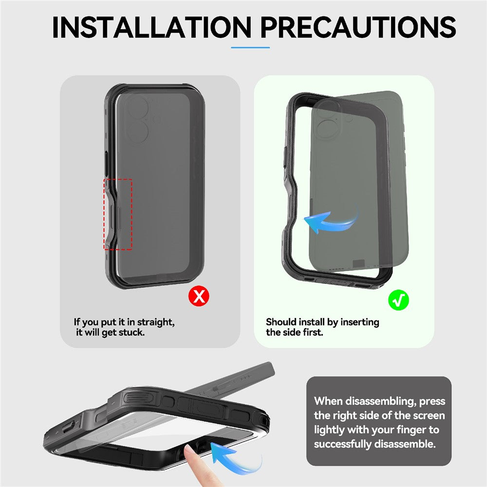 REDPEPPER D-UP Series For iPhone 16 Pro Case IP68 Waterproof Clear Back Panel Phone Cover Compatible with MagSafe
