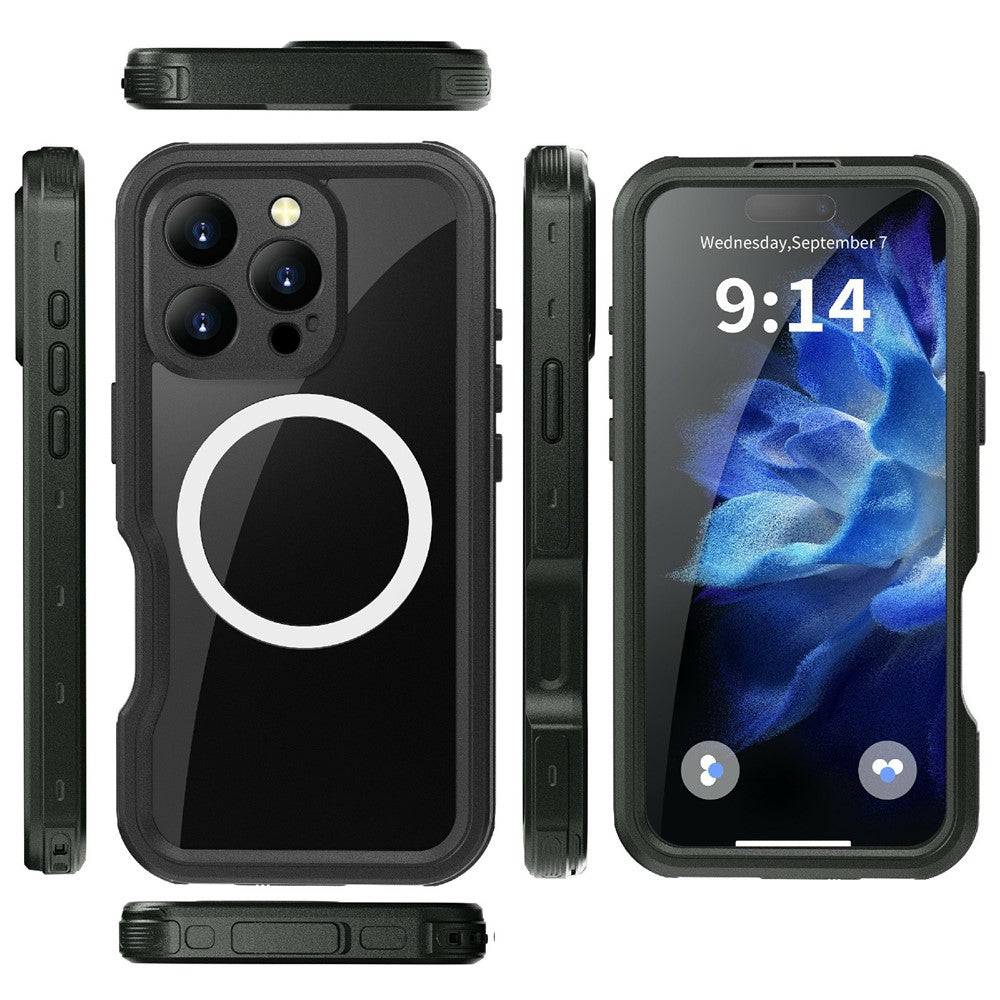 REDPEPPER D-UP Series For iPhone 16 Pro Case IP68 Waterproof Clear Back Panel Phone Cover Compatible with MagSafe