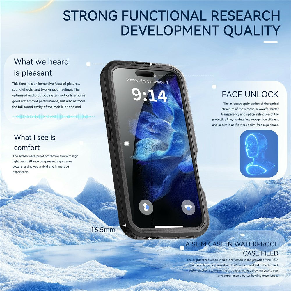 REDPEPPER D-UP Series For iPhone 16 Pro Case IP68 Waterproof Clear Back Panel Phone Cover Compatible with MagSafe