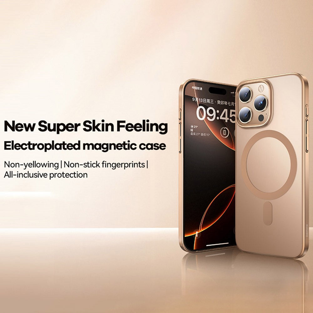REMAX RM-1625 For iPhone 16 Pro Max Case Compatible with MagSafe Skin Touch Electroplated Slim Phone Cover