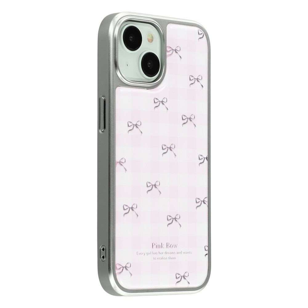 For iPhone 15 Case Lacquered Epoxy Pattern TPU + Acrylic Phone Cover Large Camera Cutout