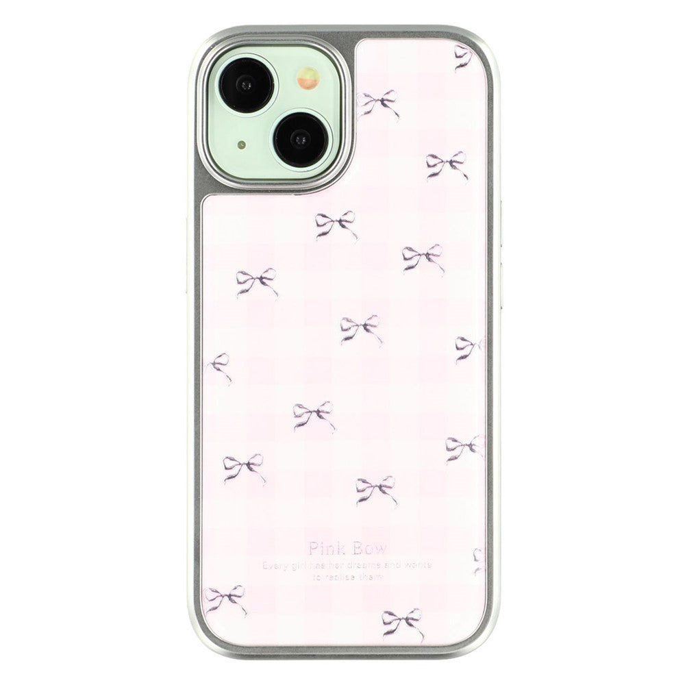 For iPhone 15 Case Lacquered Epoxy Pattern TPU + Acrylic Phone Cover Large Camera Cutout