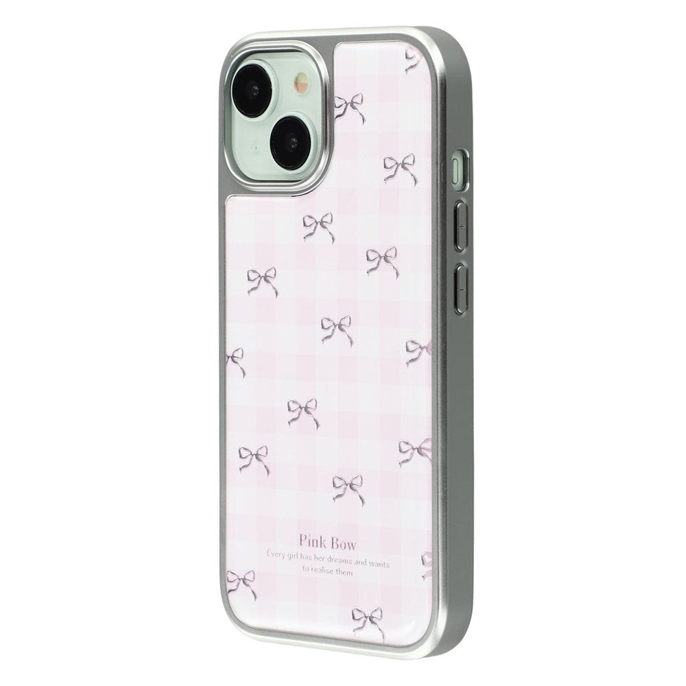 For iPhone 15 Case Lacquered Epoxy Pattern TPU + Acrylic Phone Cover Large Camera Cutout
