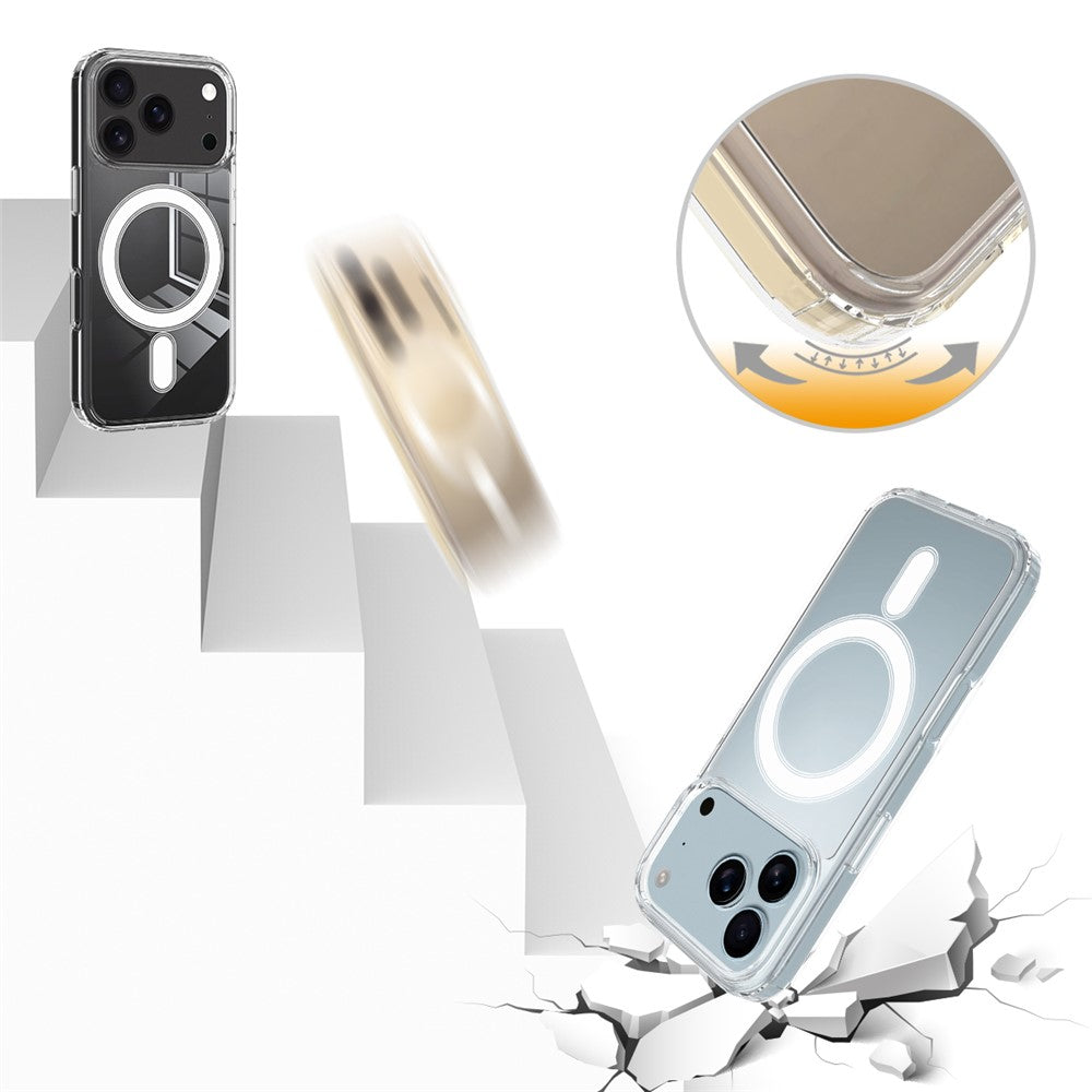 For iPhone 17 Pro Clear Phone Case Compatible with MagSafe TPU+Acrylic Back Cover