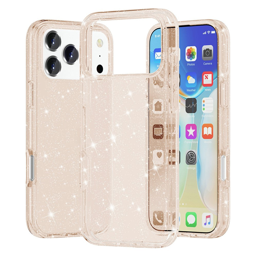 For iPhone 17 Pro Max Case Sparkly Powder Glitter Shiny Soft TPU + Hard PC Back Cover