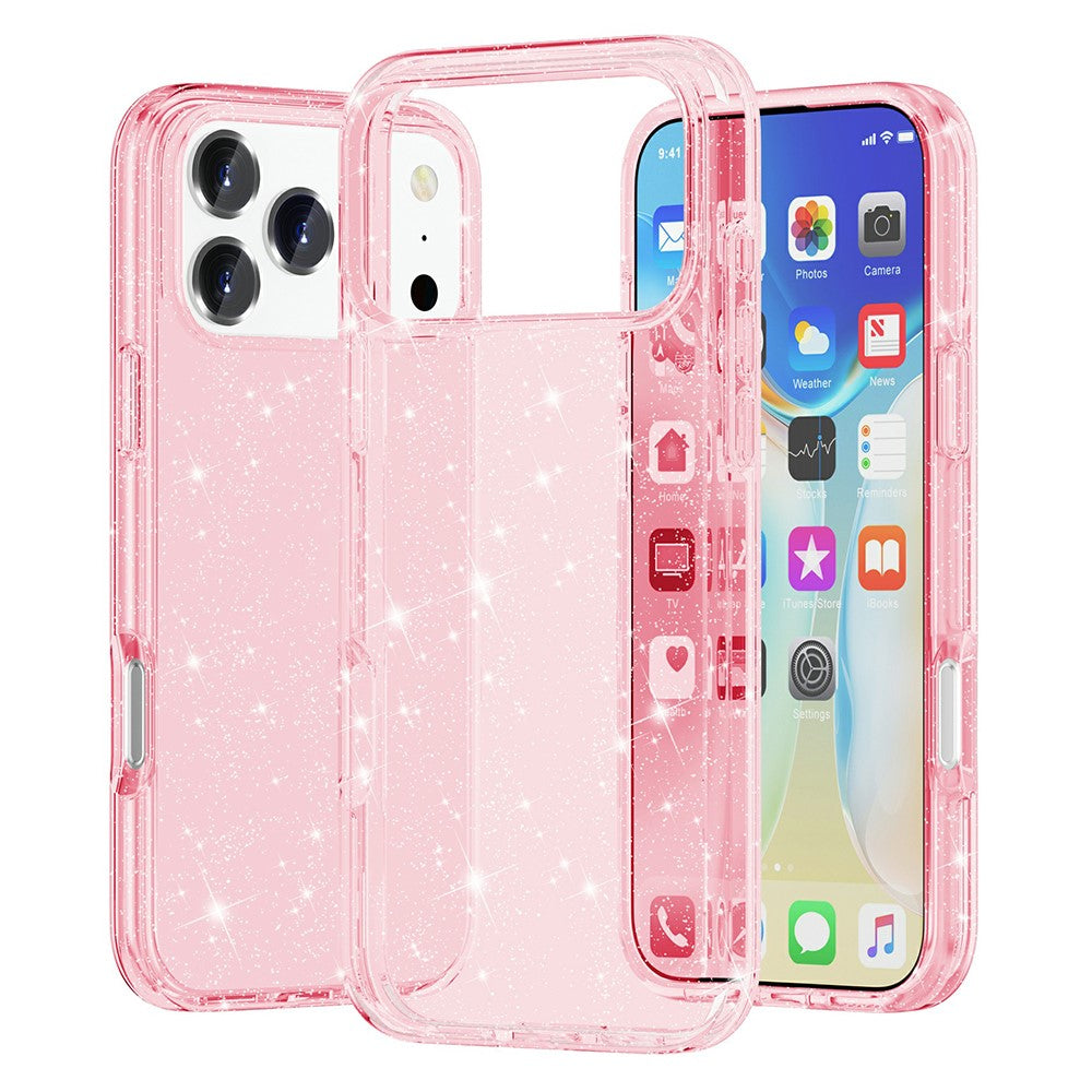 For iPhone 17 Pro Max Case Sparkly Powder Glitter Shiny Soft TPU + Hard PC Back Cover