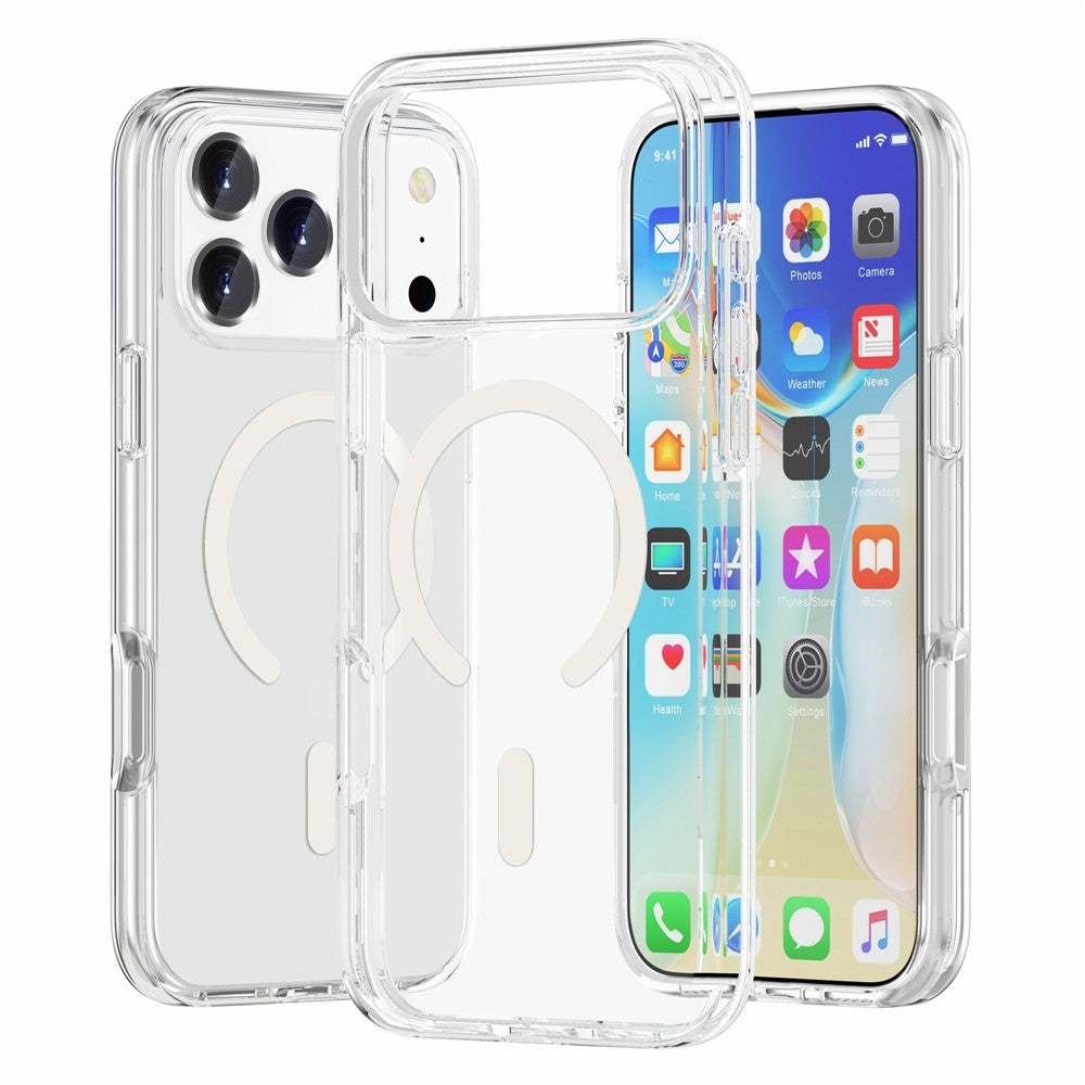 For iPhone 17 Pro Max Magnetic Case Compatible with MagSafe PC + TPU Clear Phone Cover