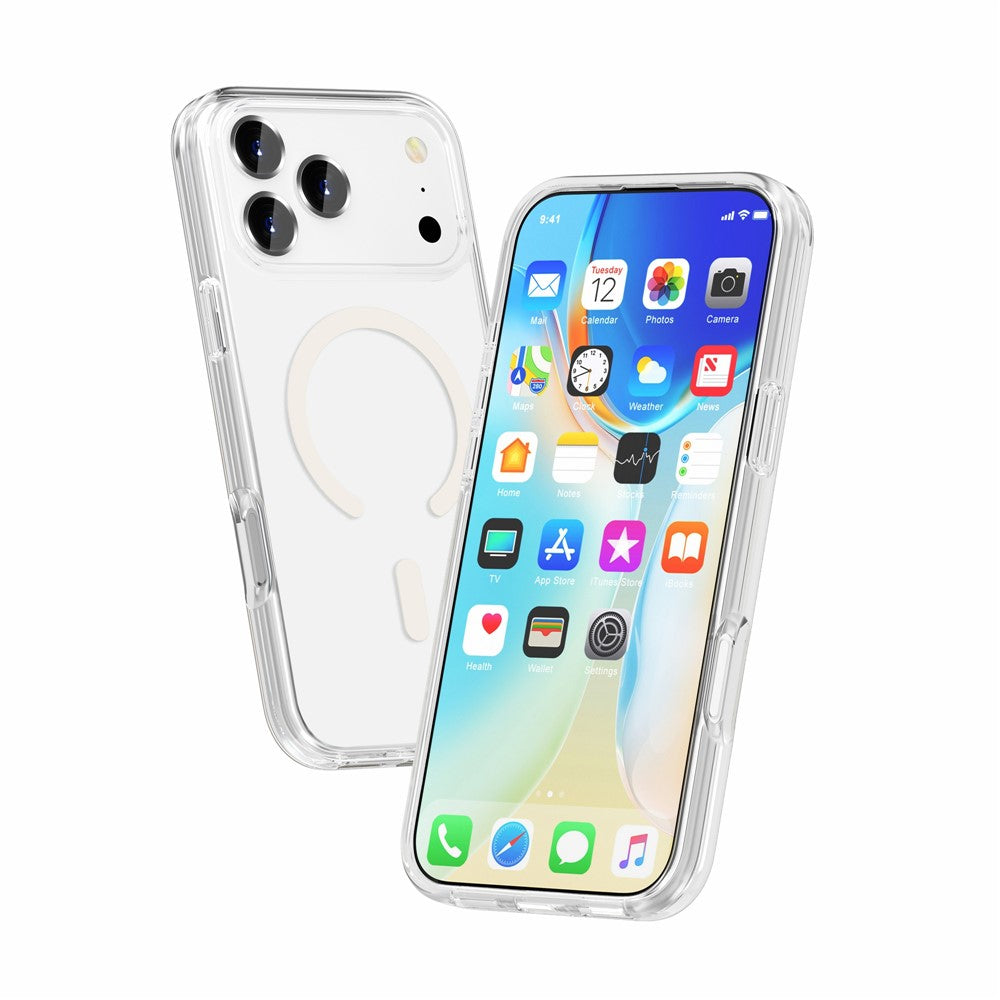 For iPhone 17 Pro Max Magnetic Case Compatible with MagSafe PC + TPU Clear Phone Cover