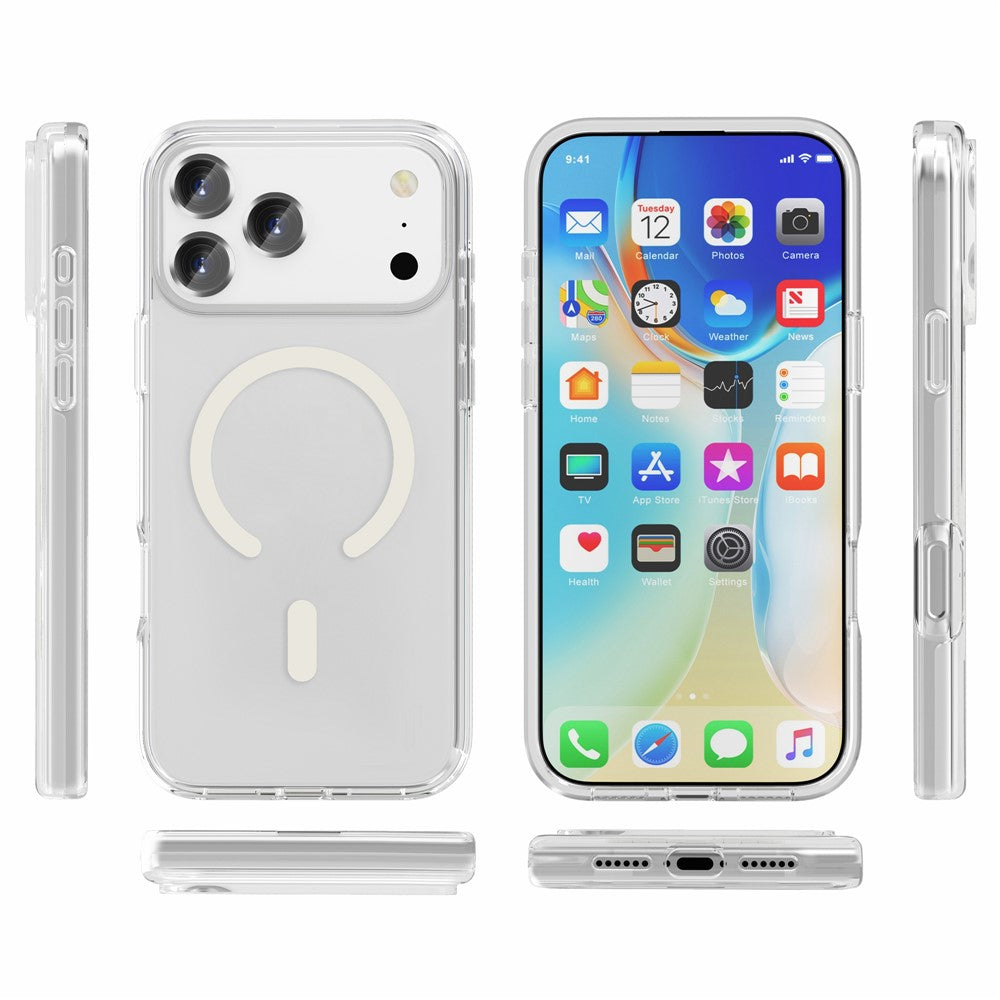 For iPhone 17 Pro Max Magnetic Case Compatible with MagSafe PC + TPU Clear Phone Cover