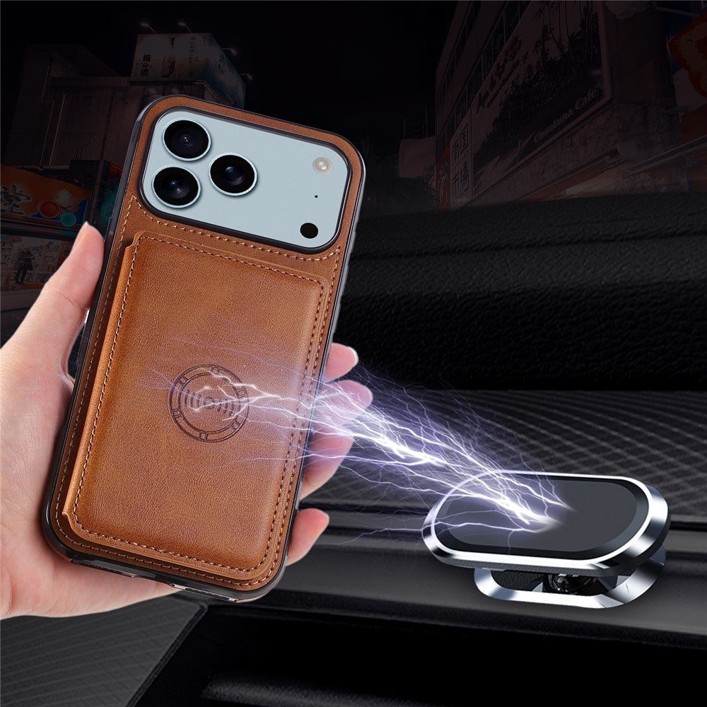 For iPhone 18 Pro Max / 17 Pro Max Case Card Holder Kickstand PU Leather + TPU Phone Cover