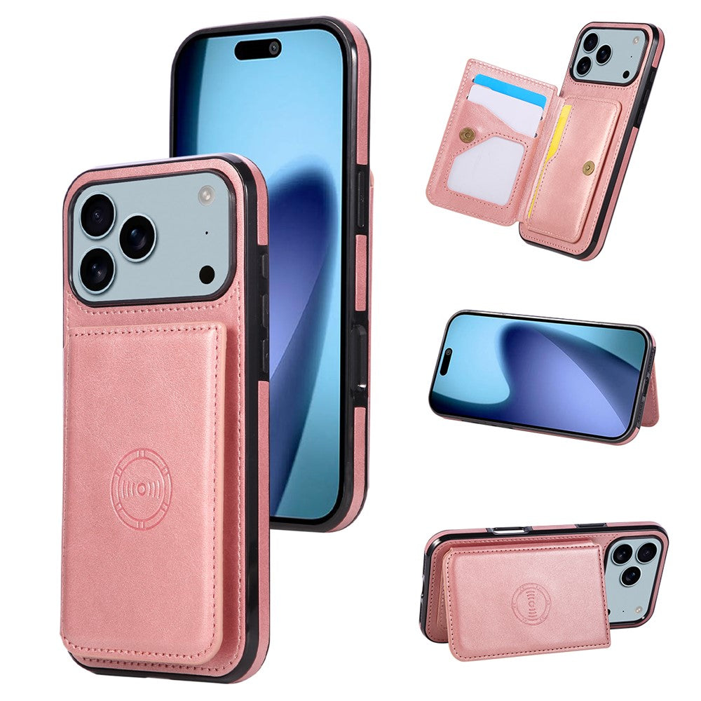 For iPhone 18 Pro Max / 17 Pro Max Case Card Holder Kickstand PU Leather + TPU Phone Cover
