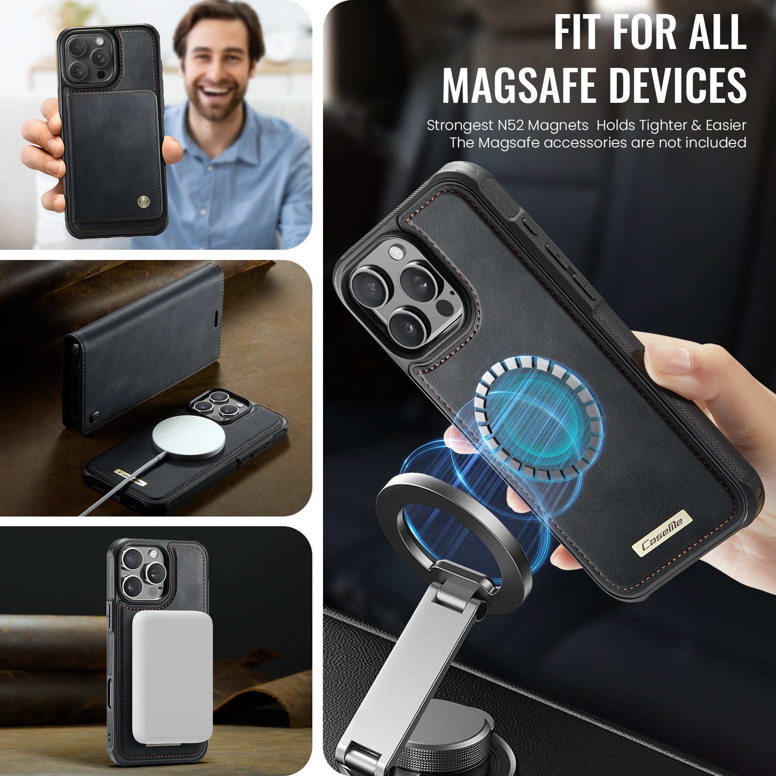 CASEME For iPhone 16 Pro Case  C49  Compatible with MagSafe RFID Blocking Detachable Wallet Leather Phone Cover