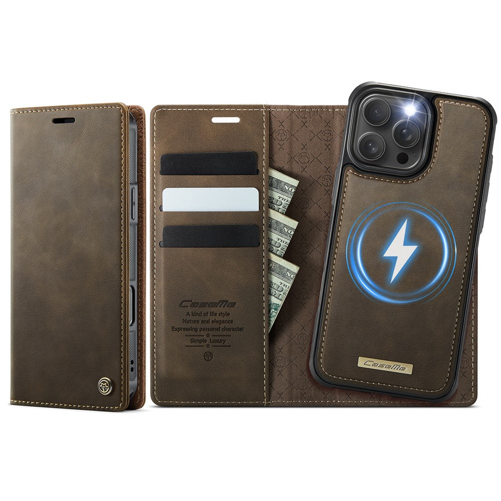 CASEME For iPhone 16 Pro Case  C49  Compatible with MagSafe RFID Blocking Detachable Wallet Leather Phone Cover