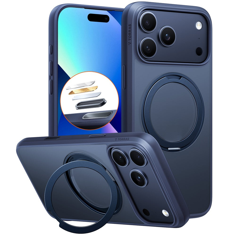 TORRAS Ostand O1 Guardian Series For iPhone 17 Pro Magnetic Case Rotating Kickstand TPU + PC Phone Cover