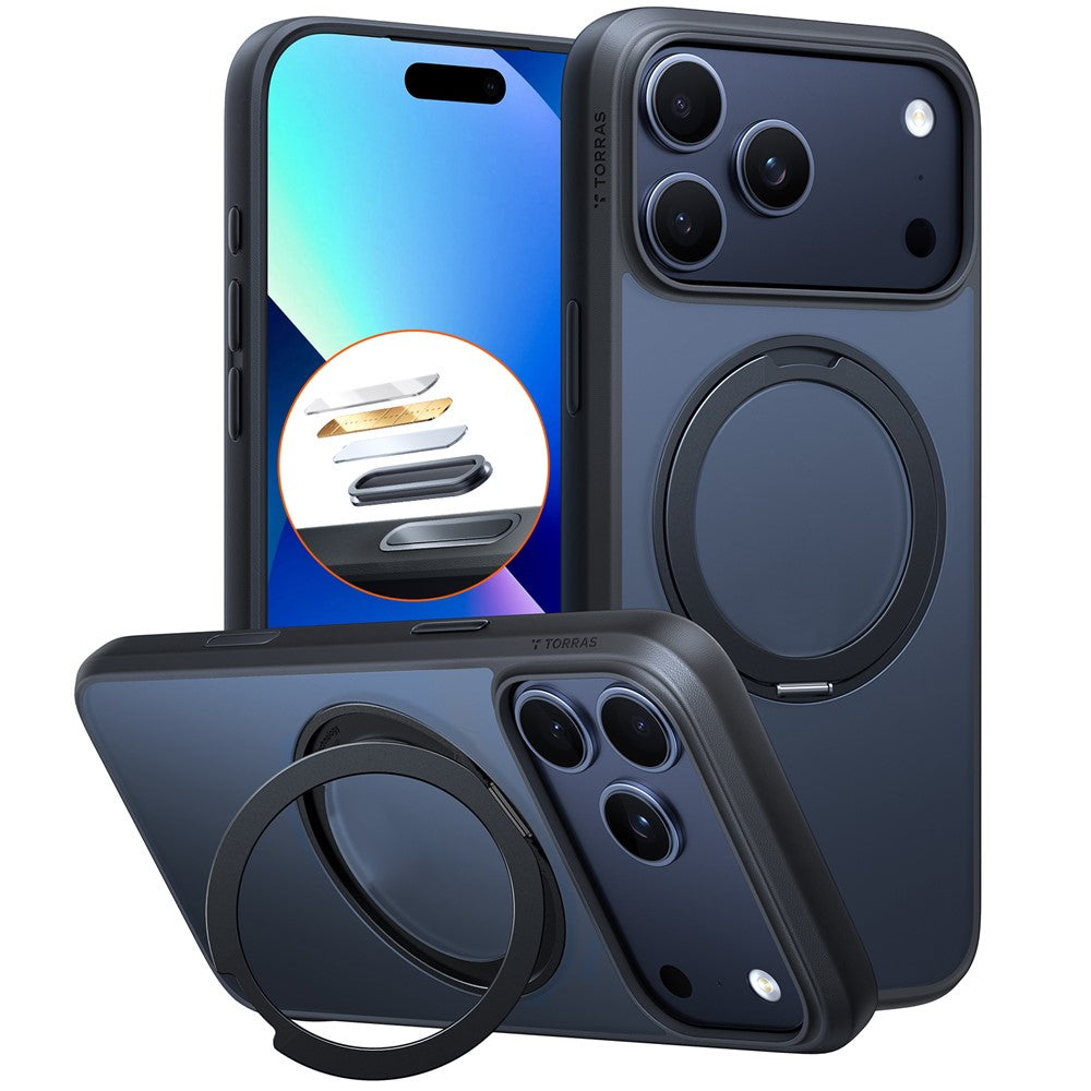 TORRAS Ostand O1 Guardian Series For iPhone 17 Pro Magnetic Case Rotating Kickstand TPU + PC Phone Cover