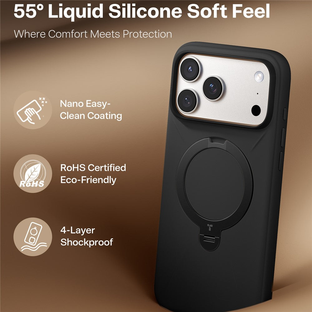 TORRAS Ostand Q3 Silicone Series For iPhone 17 Pro Case Kickstand Liquid Silicone + PC Phone Cover Compatible with MagSafe