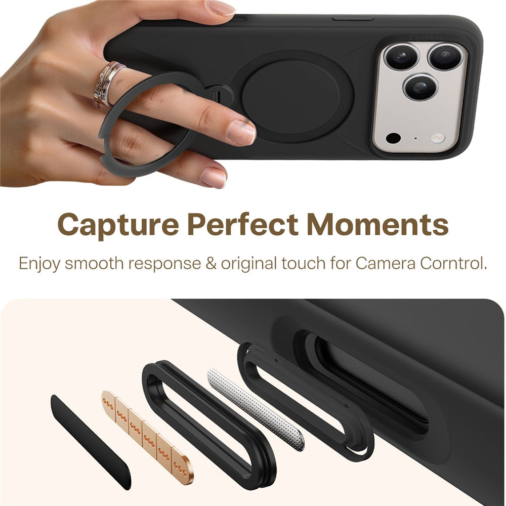 TORRAS Ostand Q3 Silicone Series For iPhone 17 Pro Case Kickstand Liquid Silicone + PC Phone Cover Compatible with MagSafe