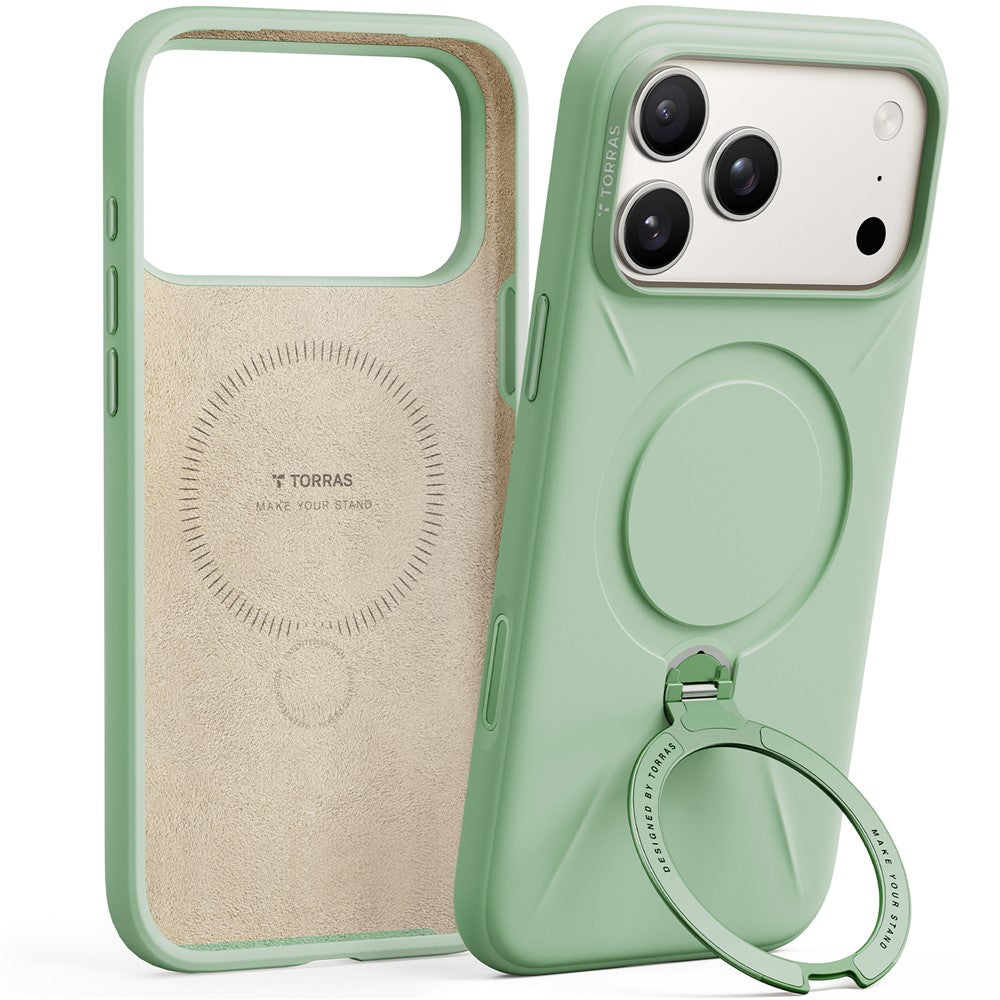 TORRAS Ostand Q3 Silicone Series For iPhone 17 Pro Case Kickstand Liquid Silicone + PC Phone Cover Compatible with MagSafe