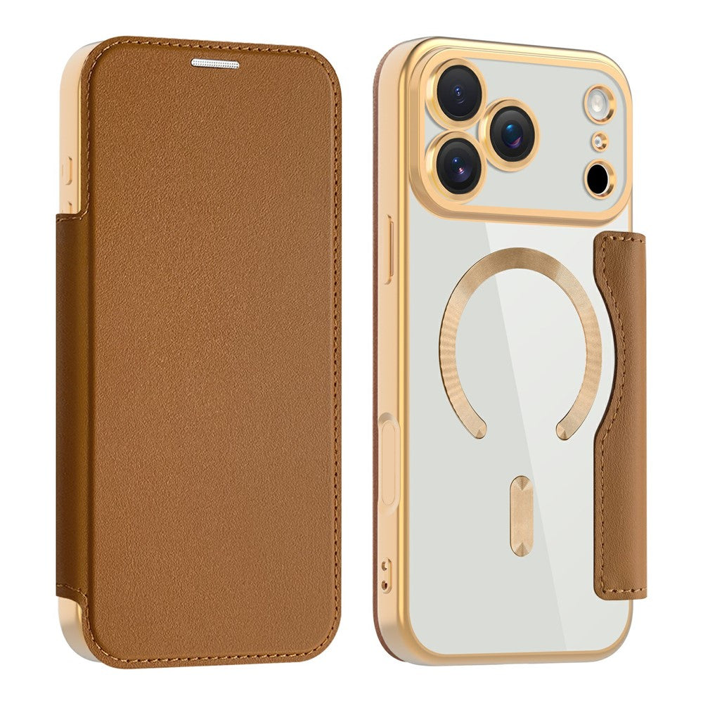 iPhone 17 Pro Max RFID-Blocking Leather Card Holder Case
