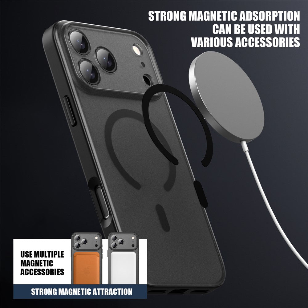 IPAKY For iPhone 17 Pro Magnetic Case Shockproof PC + TPU Matte Phone Cover