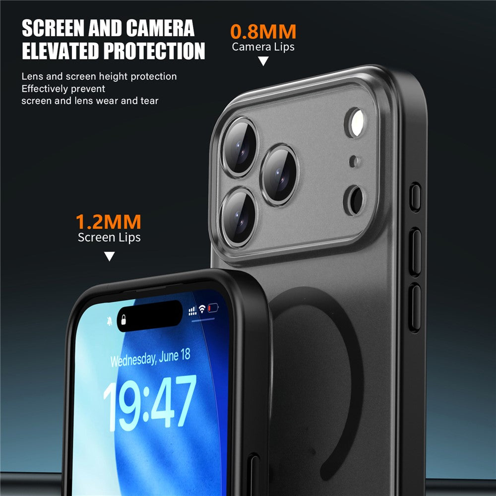 IPAKY For iPhone 17 Pro Magnetic Case Shockproof PC + TPU Matte Phone Cover