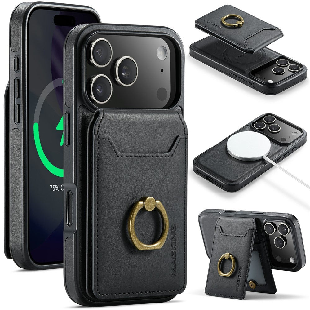 MAGKING K1 Series For iPhone 18 Pro / 17 Pro Magnetic Case PC + TPU + PU Phone Cover with Card Holder