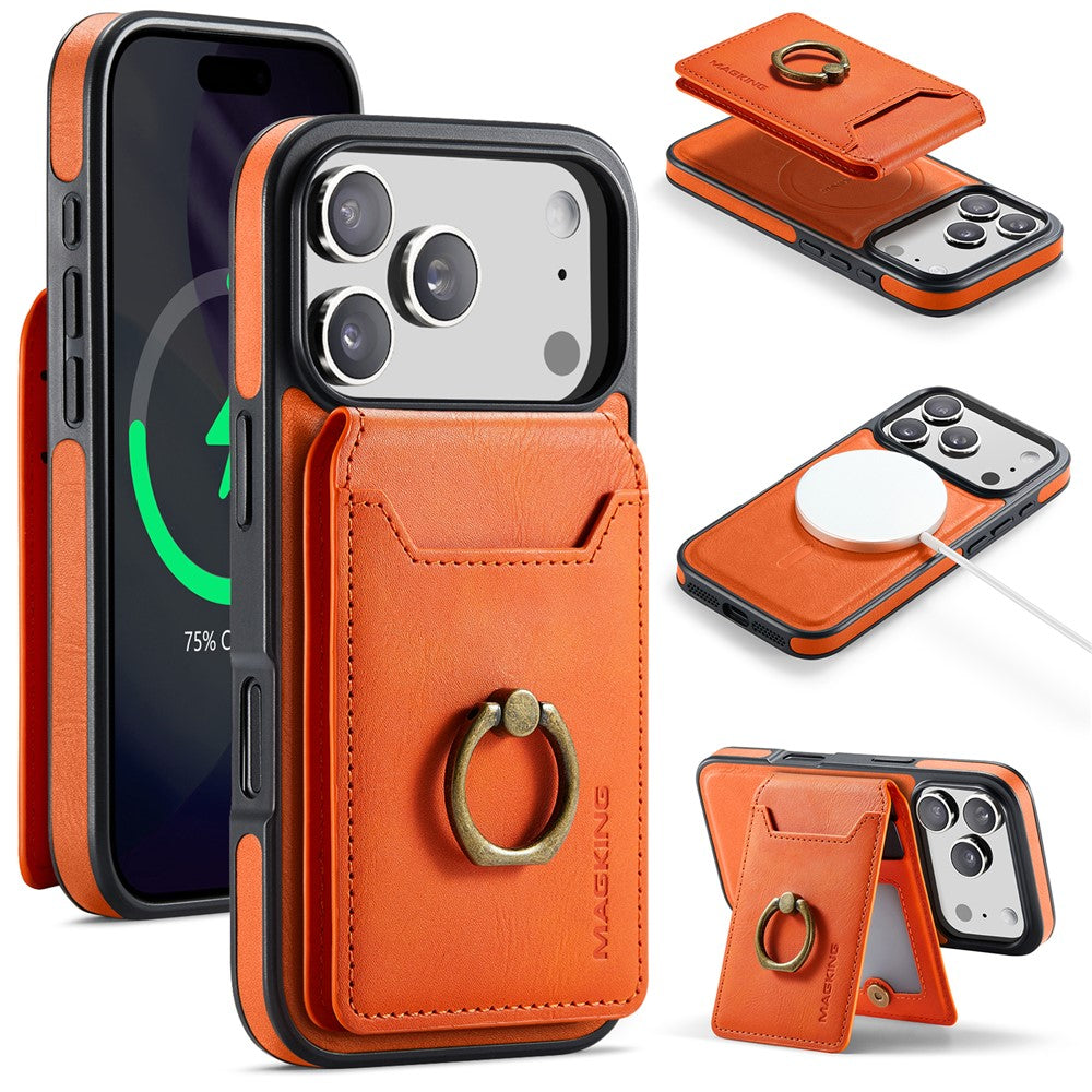 MAGKING K1 Series For iPhone 18 Pro / 17 Pro Magnetic Case PC + TPU + PU Phone Cover with Card Holder
