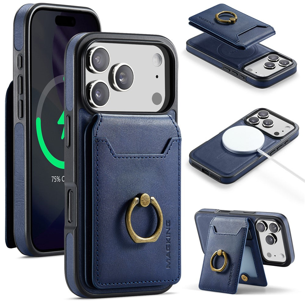 MAGKING K1 Series For iPhone 18 Pro / 17 Pro Magnetic Case PC + TPU + PU Phone Cover with Card Holder