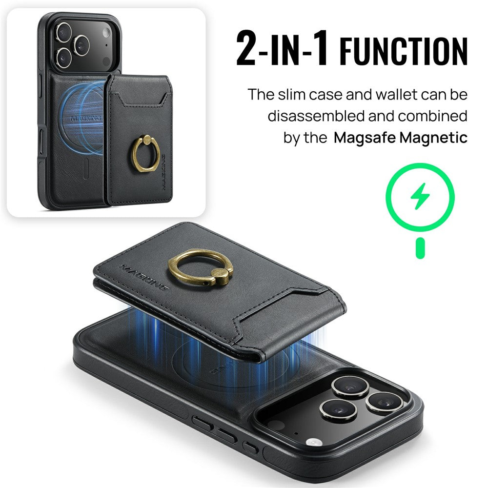 MAGKING K1 Series For iPhone 18 Pro Max / 17 Pro Max Magnetic Case PC + TPU + PU Phone Cover with Card Holder